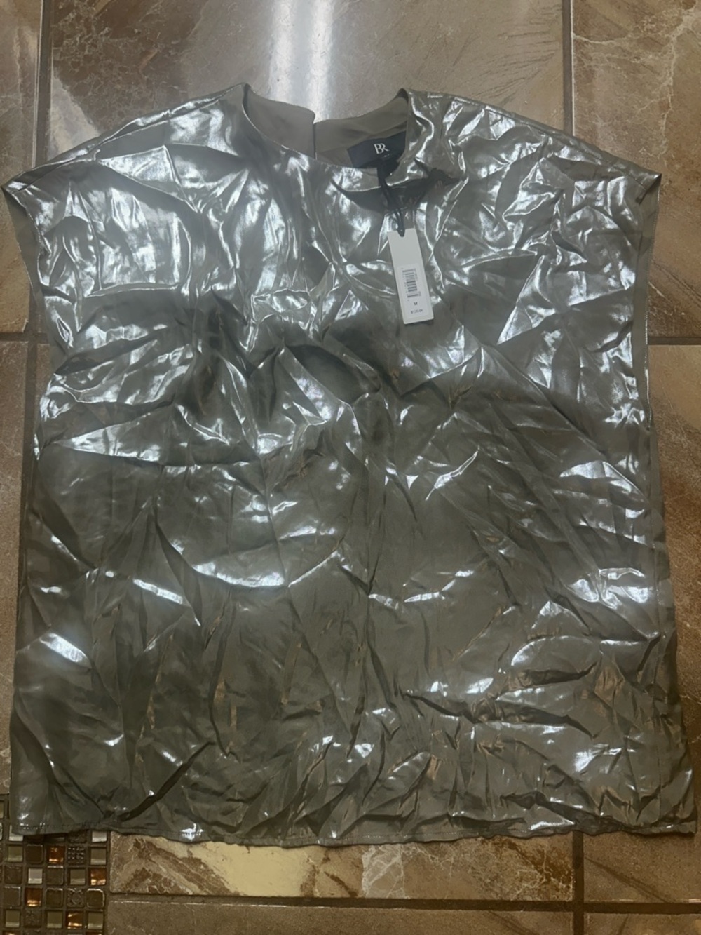 Banana Republic Metallic Olive-Silver Shell Top